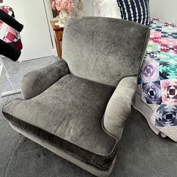 Dark gray Velvet English Roll Arm Chair With Castors