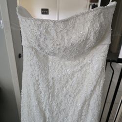 Galina Allover Beaded Lace Sheath Gown with Empire Waist (Style S8551) in the color Ivory, size 10. 