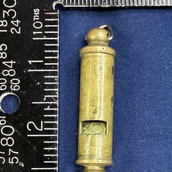 Vintage Brass Tube Whistle Pocket Fob Small Cylinder Antique Style