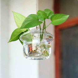2 Pack Mushroom Shaped Hanging Glass Flower Planter Vase Terrarium Container for Hydroponic Plants Home Garden Decor 1