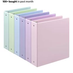 6 3-Ring Binders, pastel colors