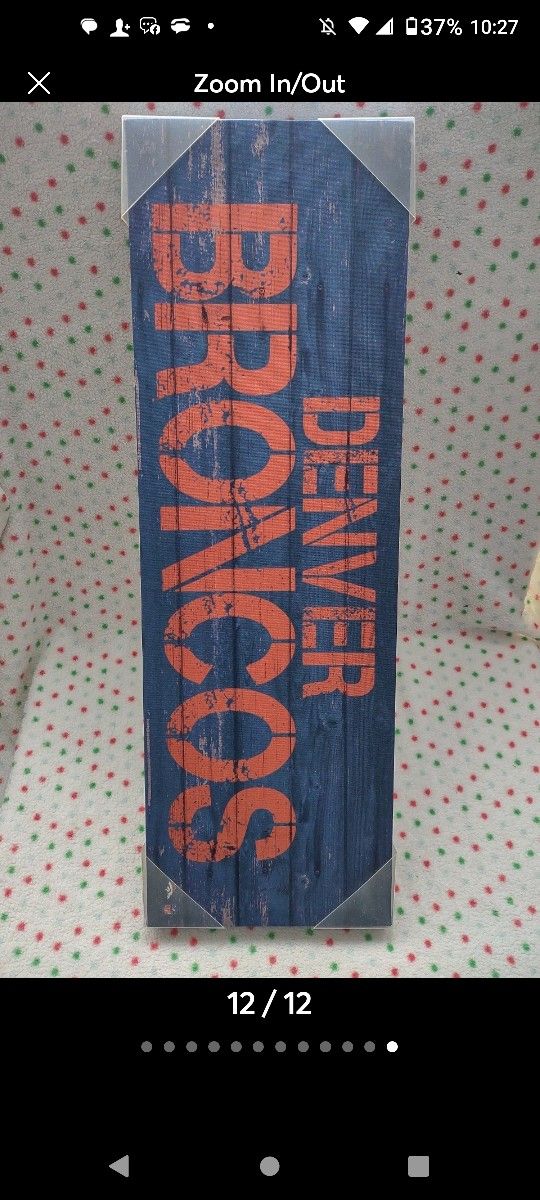 NFL Denver Broncos Wall Sign Canvas on Wood Frame 29.5"x9.5" NFL Wall Art