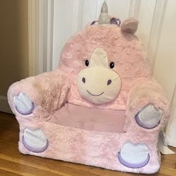 Pink unicorn plush kids chair by Soft Landing  