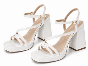 White Platform Block Heel Sandals - 9.5 women’s