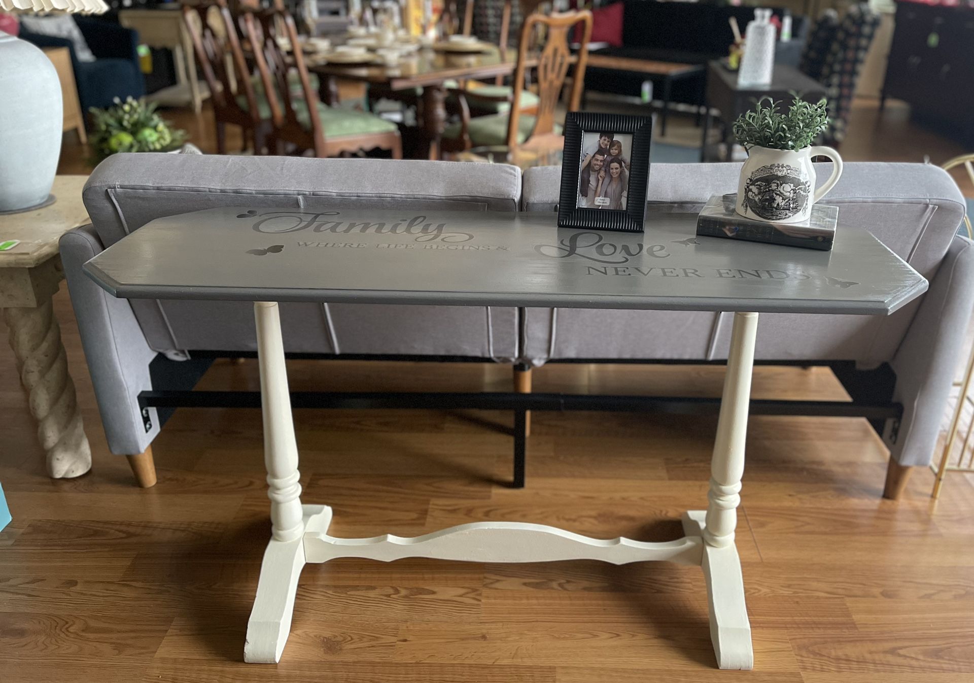 White & Gray Farmhouse Solid Wood Console Table