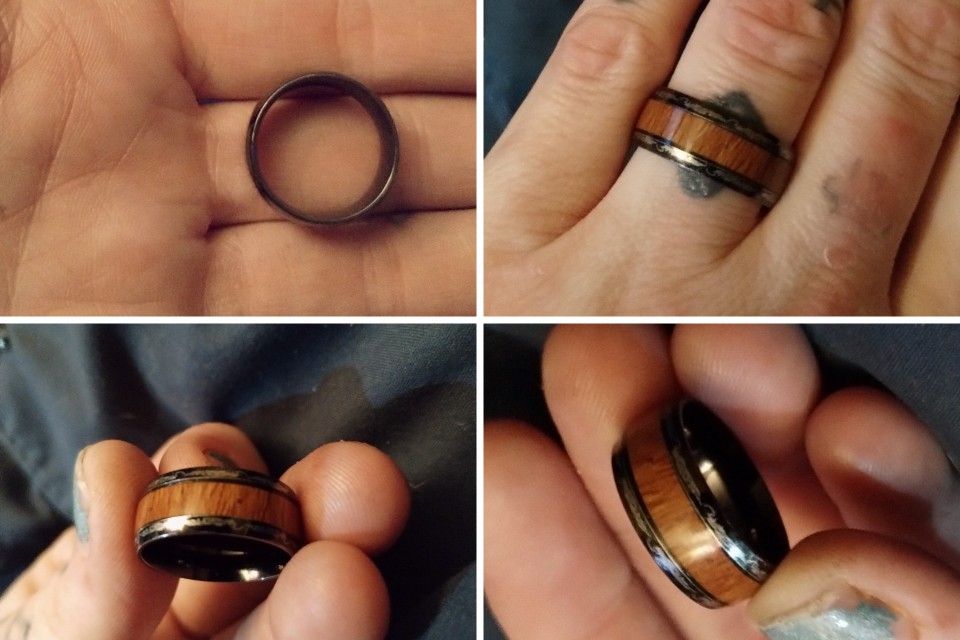 Tungsten Wood Ring Size 8