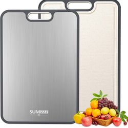 Sumzzz Titanium Cutting Board for Kitchen, Cutting Board Double Sided Food Grade, Pure Titanium, Easy to Clean Large Size 16" x11"