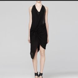 Helmut Lang Black Leather and Silk Dress Size 4