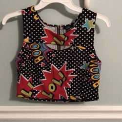 Juniors Iris Expressions Crop Top Size L
