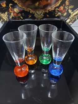 Crystal art glass bubble shot glasses (set 4)
