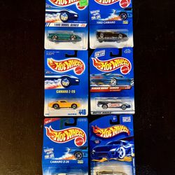 Hot Wheels Camaro Lot – 1993–2000s Z-28 + Sugar Rush + Blue Card – Sealed