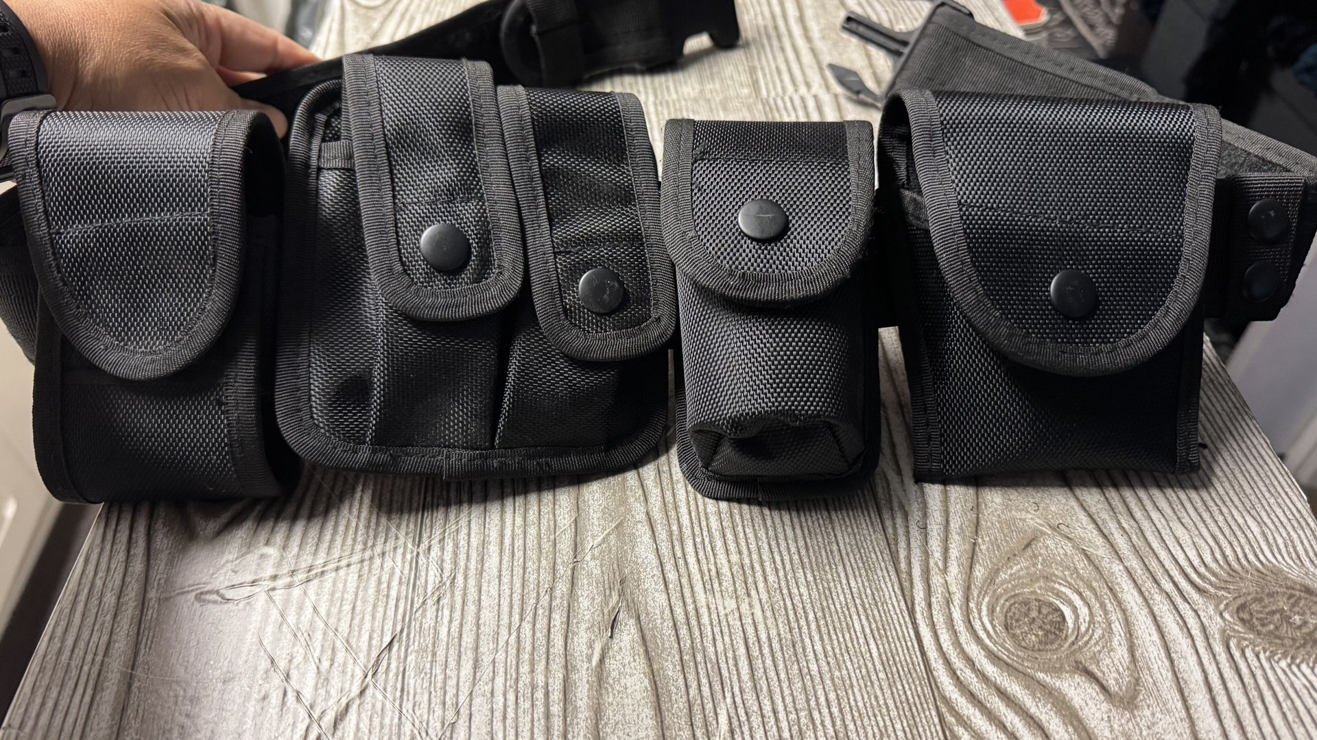 tactical security belt woth various pouches