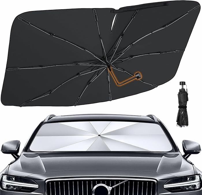 Foldable car windshield sunshade umbrella Size:55x31in
