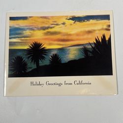 Vintage Longshaw California Christmas Card Golden West Glossy Desert Horizontal