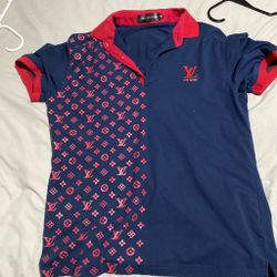 Louis Vuitton Polo, Blue with Red patterns, Medium