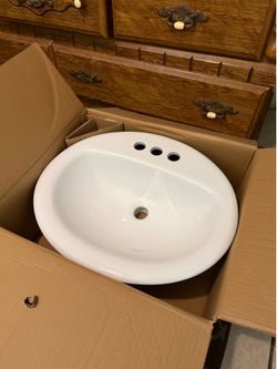 White Bathroom Vanity Sink – Glacier Bay Drop-In