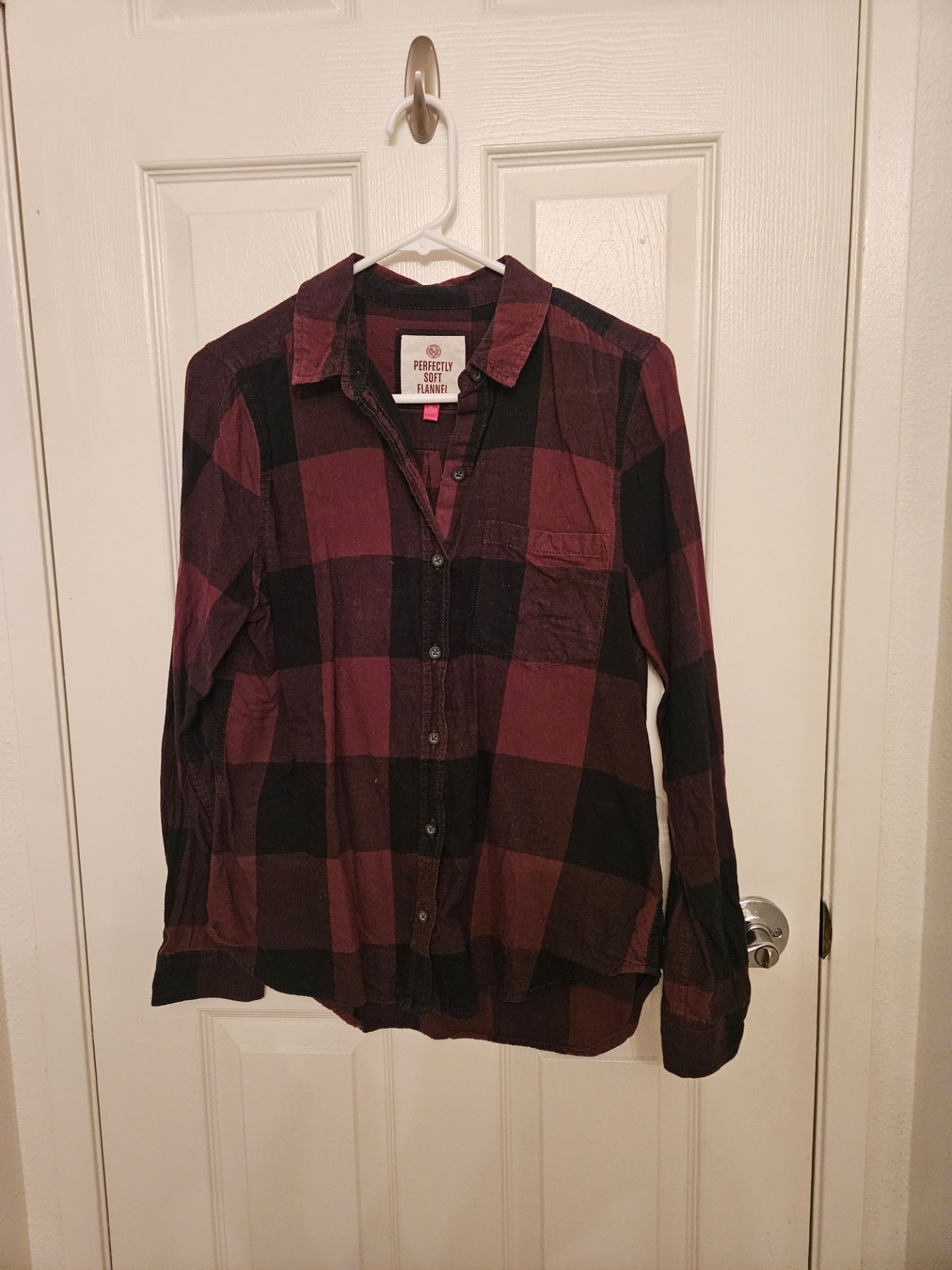 Black and burgundy flannel shirt