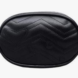 Natural Lambskin Leather Waist Bag Leather Chest belt Ladies Bum Bag (black)