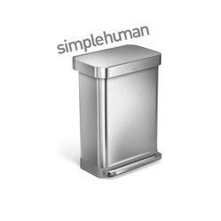 Simplehuman 55 Liter Rectangular Kitchen Trash Can, Brushed Stainless Steel