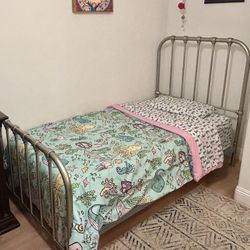 Twin Bed Frame + Mattress + Bedding 