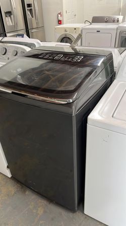 Samsung Top Load Washer – Black Stainless, Glass Lid, HE