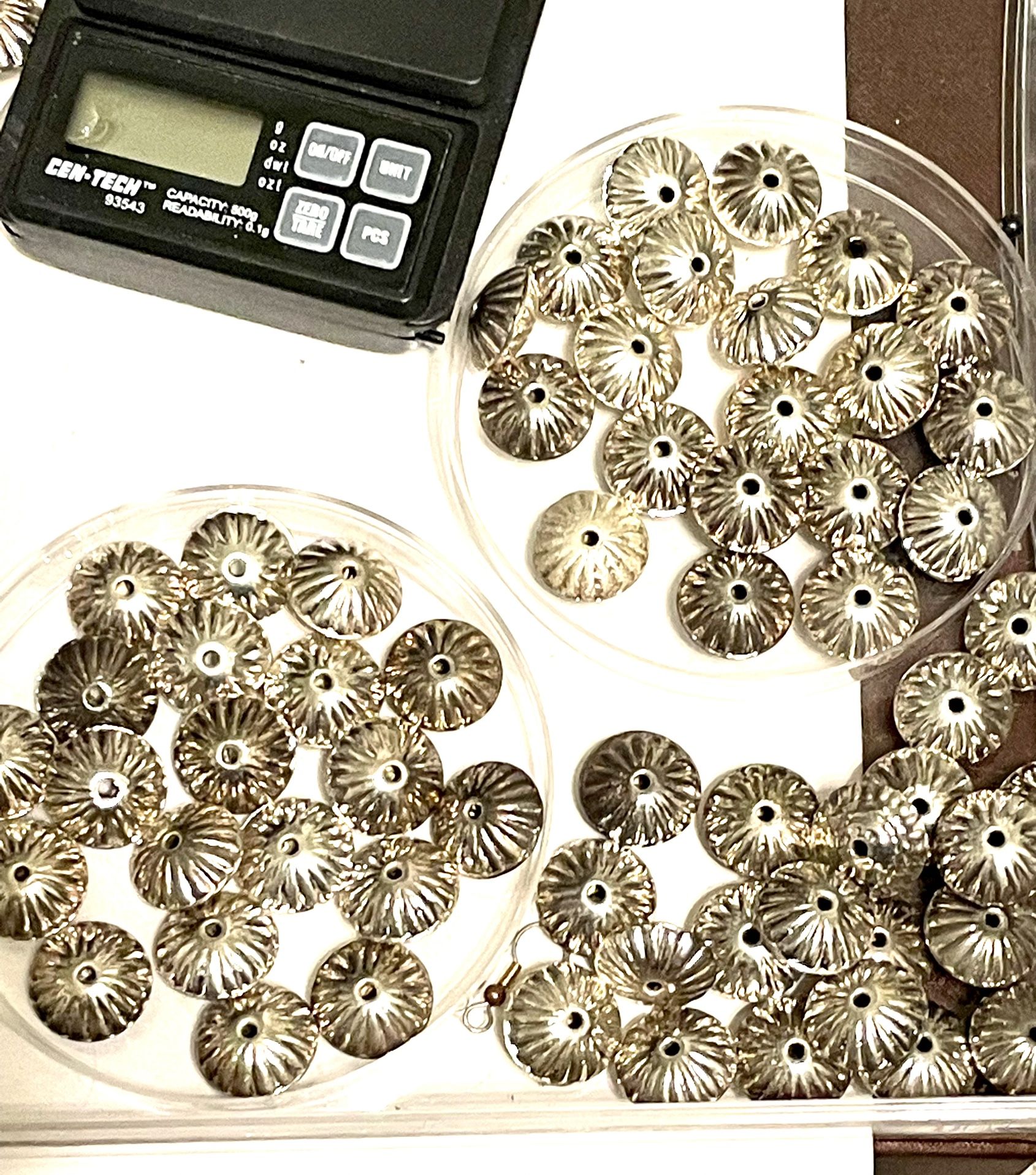 Lot Of 20 German Silver Fluted Beads