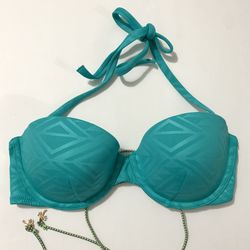 Victorias Secret Swim Multiway Halter Bandeau Sexy  Bikini Top Teal Green 36B