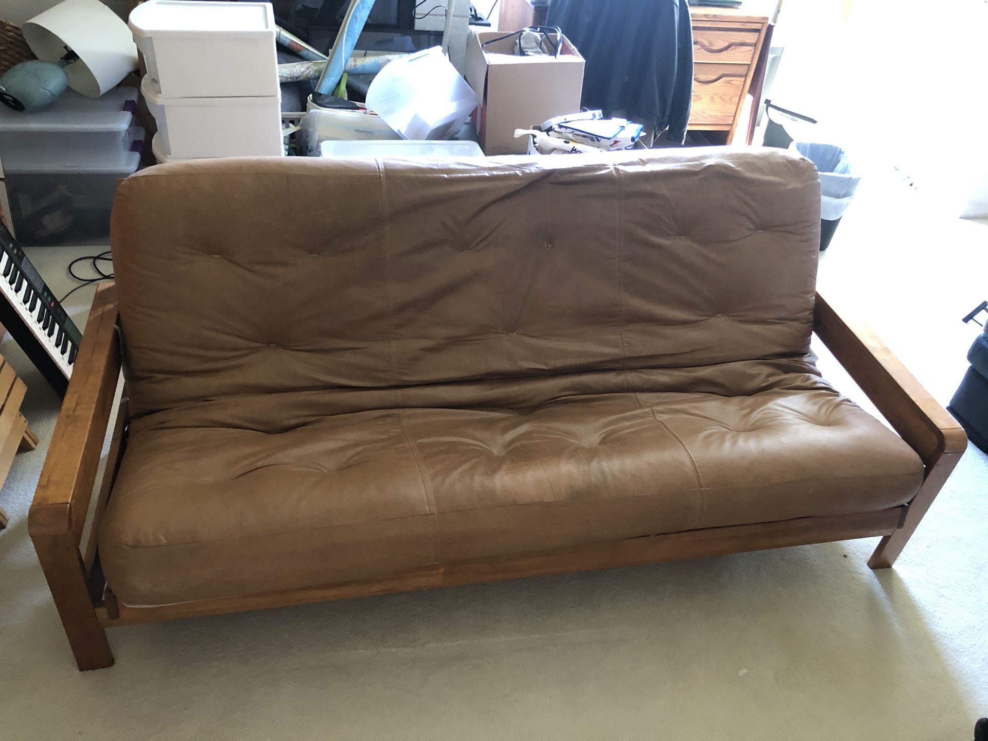 Leather futon couch / bed