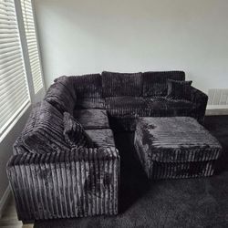 Brand New Sectional Jumbo Corduroy Sofa Couch with Ottoman! 