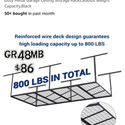 😀 FLEXIMOUNTS Pro 4x8 Overhead Garage Storage Rack,Adjustable Garage Storage Organization Systerm,Heavy Duty Metal Garage Ceiling Storage Racks,800lb