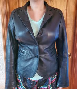 Black leather jacket womens large