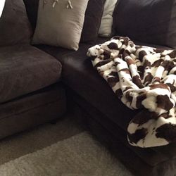 Brown Sectional With Left Chaise