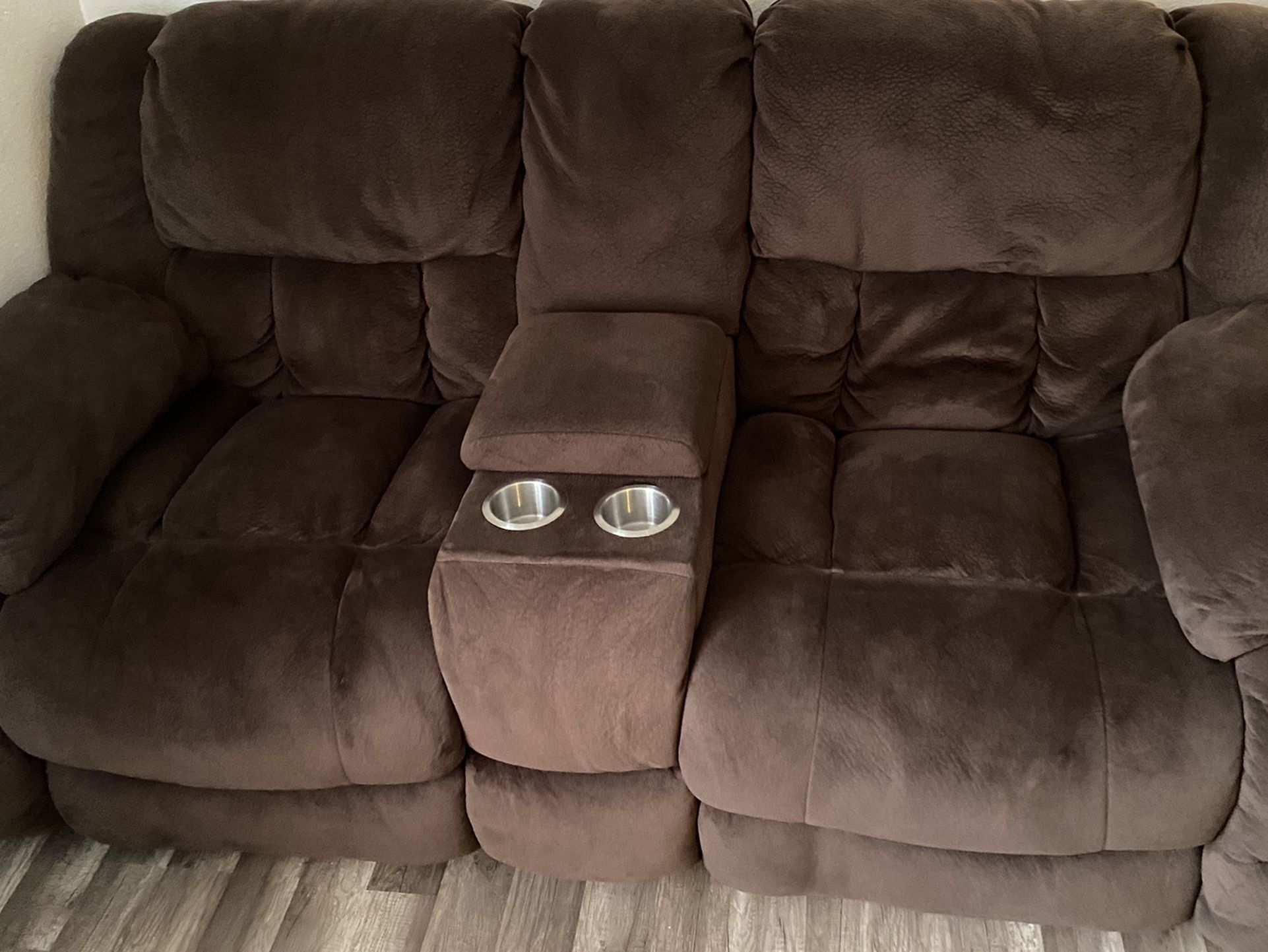 Brown Fabric Recliner Couch