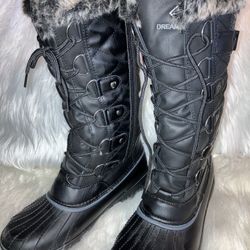 Dream Pairs Women's Warm Faux Fur Lined Mid Calf Winter Waterproof Snow Boots