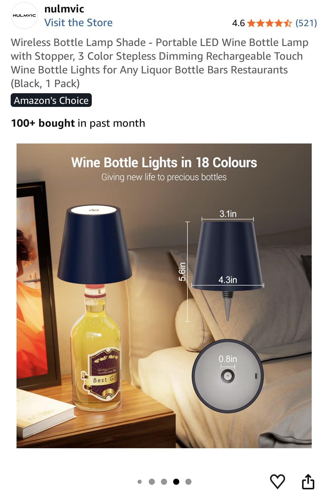 Bottle Lamp Shade - Portable LED Wine Bottle Lamp with Stopper