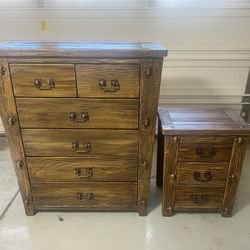 Heirloom-Quality Custom-Made Rustic Farmhouse Chest & Nightstand Set