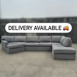Living Spaces Dark Gray/Grey 3 Piece Sectional Couch Sofa - 🚚 DELIVERY AVAILABLE 