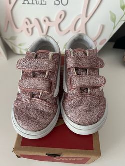 Vans toddler  Pink Glitter Velcro Sneakers size 8 1/2 C