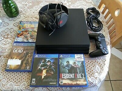 PlayStation 4 Pro - PS4 Pro 1TB w/ Cables, Controller, 4 Games, and Headset