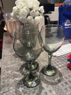 Smoked Gray Wine Glasses Set of 3