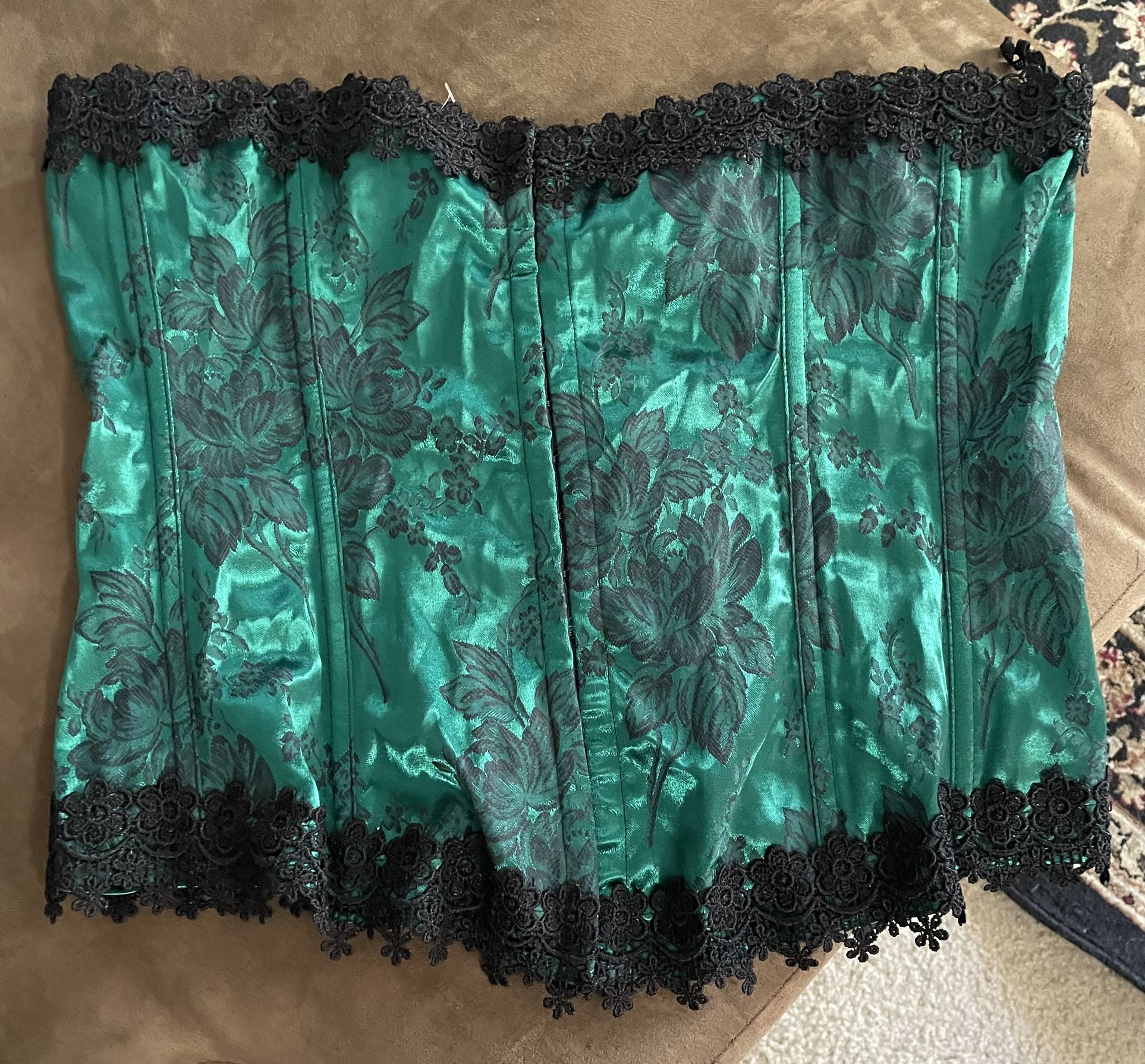 Emerald Green/ Black Lace Corset /Bustier