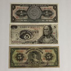 Mexico Old Banknotes - Antique Bills / Billetes Antiguos De Mexico