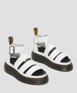 Dr. Doc Martens Clarissa II Quad Chunky Sandals White Leather Women's Size 8