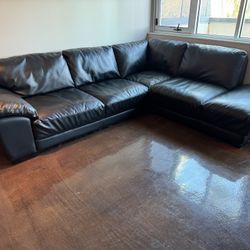 Large Black Leather Sectional