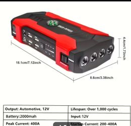 Wireless Car Jump Starter: Battery Jump Starter Portable Peak, 12V Portable Car Battery Charger (8.0L GAS/1.72 Gallon Diesel), Quick Car Start, USB In