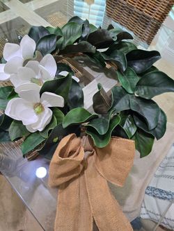 Magnolia Wreath with Real touch flowers full greenery front Door Decor