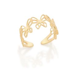 Gold Modern Butterfly Ring - Adjustable - 18K