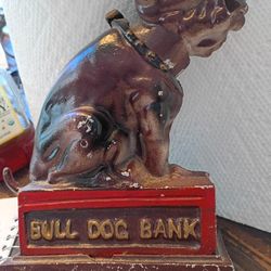 Cast Iron Early 18 Hundreds Bull Dog Bank Very Havey