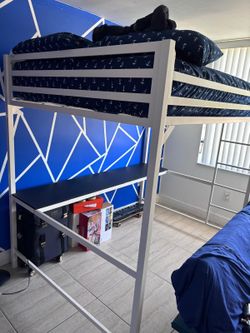 Loft bed desk underneath black desk white entire frame
