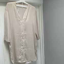 Cream Satin V-Neck Tunic DressH&M size12